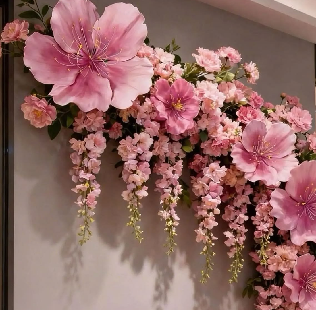 Pink floral installation